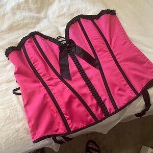 Torrid Fuchsia and Black Satin Corset